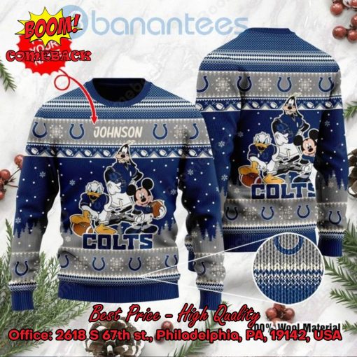 Indianapolis Colts Disney Characters Personalized Name Ugly Christmas Sweater