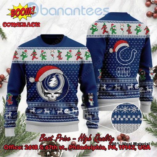 Indianapolis Colts Grateful Dead Santa Hat Ugly Christmas Sweater