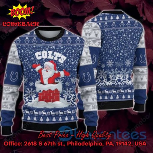 Indianapolis Colts Happy Santa Claus On Chimney Ugly Christmas Sweater