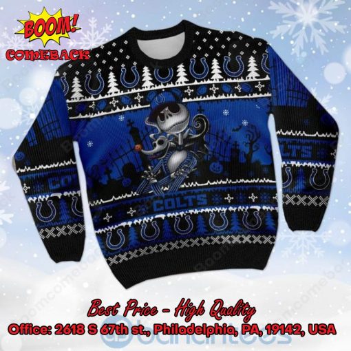 Indianapolis Colts Jack Skellington Halloween Ugly Christmas Sweater