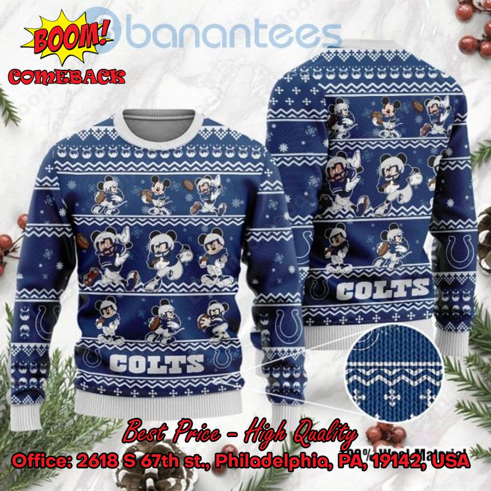 Indianapolis Colts Mickey Mouse Postures Style 1 Ugly Christmas Sweater