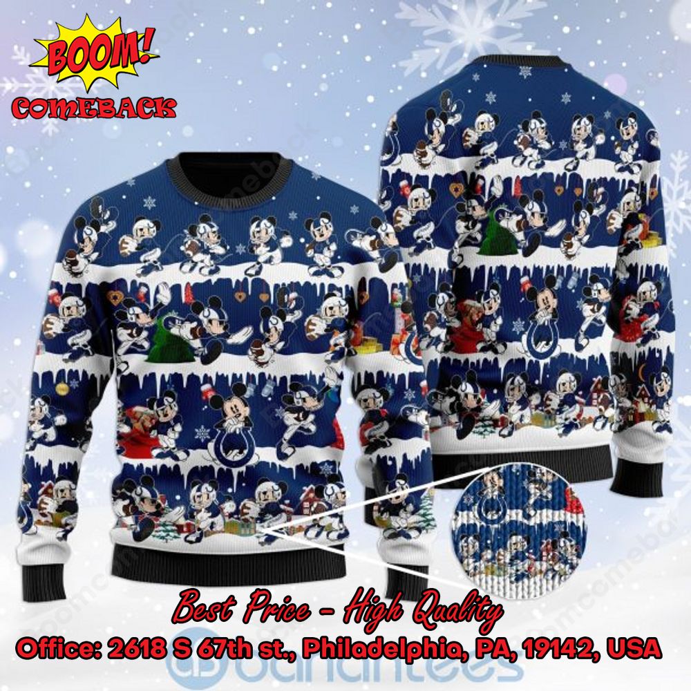 Indianapolis Colts Mickey Mouse Postures Style 2 Ugly Christmas Sweater