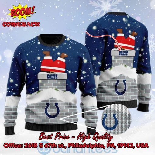 Indianapolis Colts Santa Claus On Chimney Personalized Name Ugly Christmas Sweater