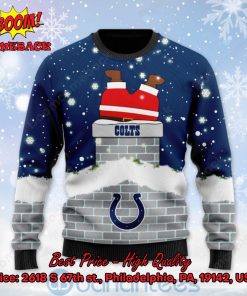 indianapolis colts santa claus on chimney personalized name ugly christmas sweater 2 v2yPY