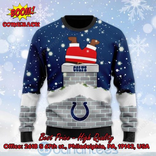 Indianapolis Colts Santa Claus On Chimney Personalized Name Ugly Christmas Sweater