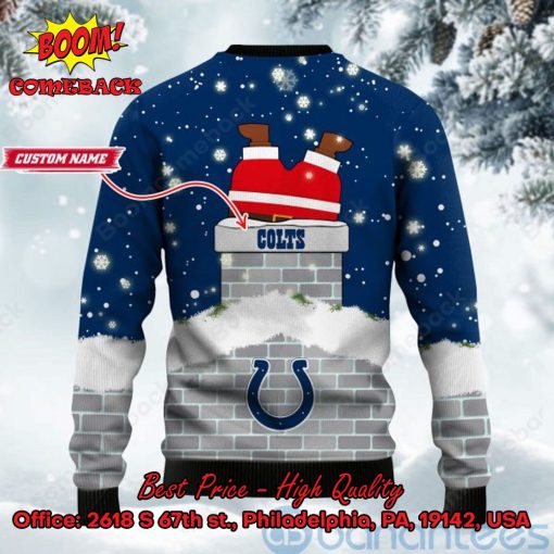 Indianapolis Colts Santa Claus On Chimney Personalized Name Ugly Christmas Sweater