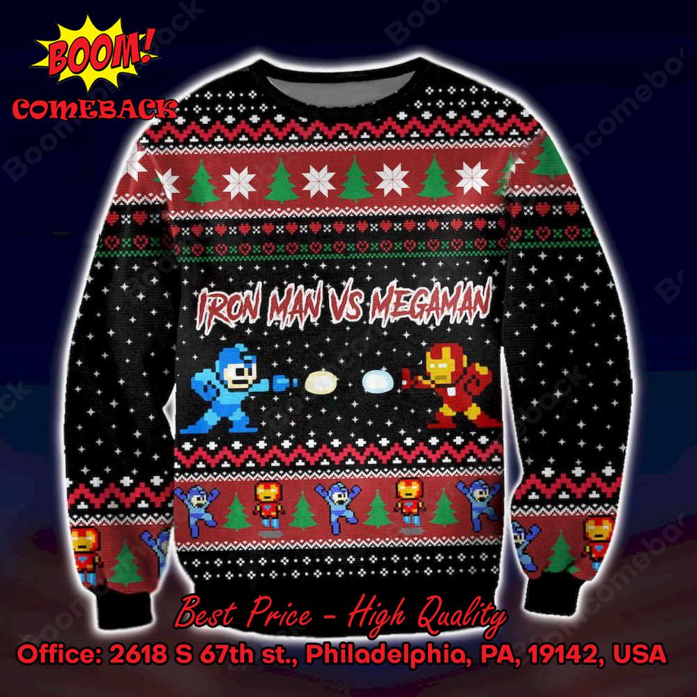 Iron Man vs Megaman Ugly Christmas Sweater