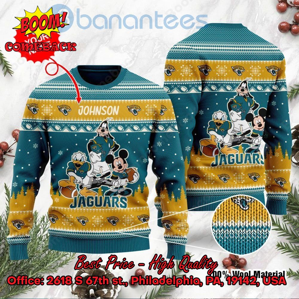 Jacksonville Jaguars Disney Characters Personalized Name Ugly Christmas Sweater