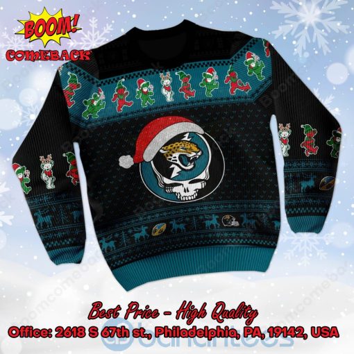 Jacksonville Jaguars Grateful Dead Santa Hat Ugly Christmas Sweater