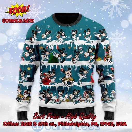 Jacksonville Jaguars Mickey Mouse Postures Style 2 Ugly Christmas Sweater