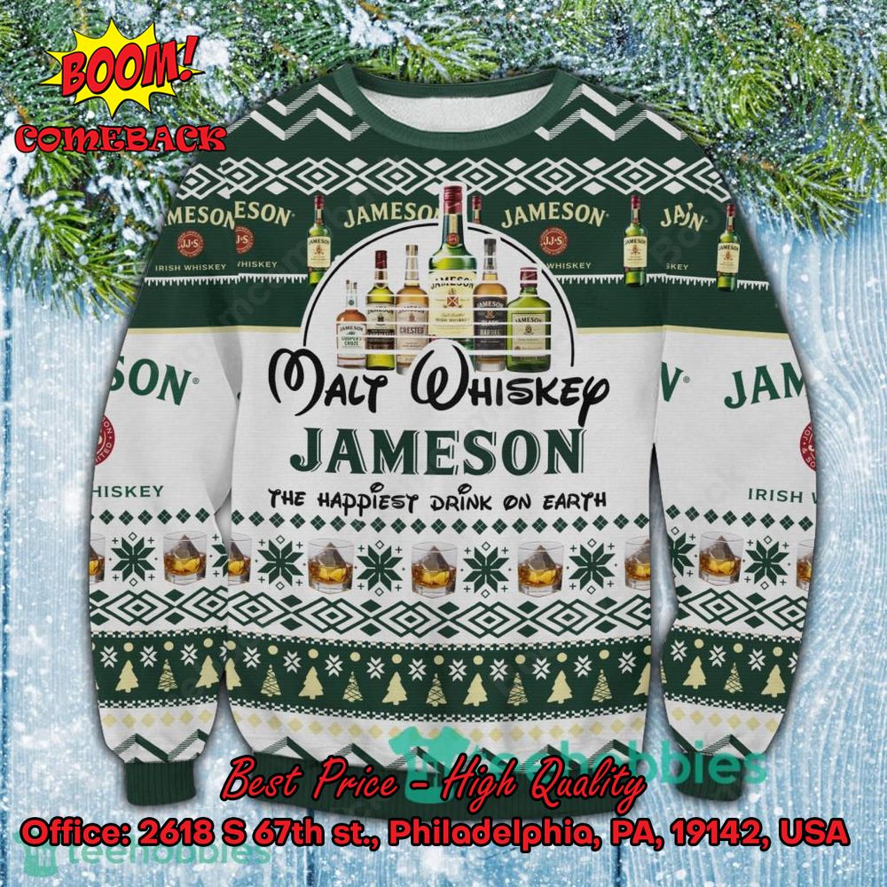 Jameson Happiest Drink Ugly Christmas Sweater