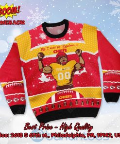 Kansas City Chiefs All I Need For Christmas Is Chiefs Custom Name Number Ugly Christmas Sweater