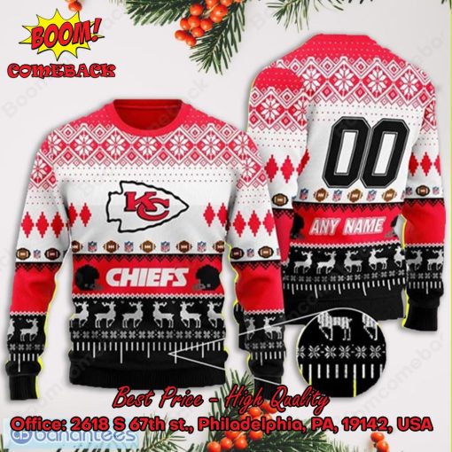 Kansas City Chiefs Custom Name And Number Ugly Christmas Sweater