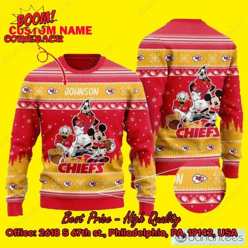 Kansas City Chiefs Disney Characters Personalized Name Ugly Christmas Sweater