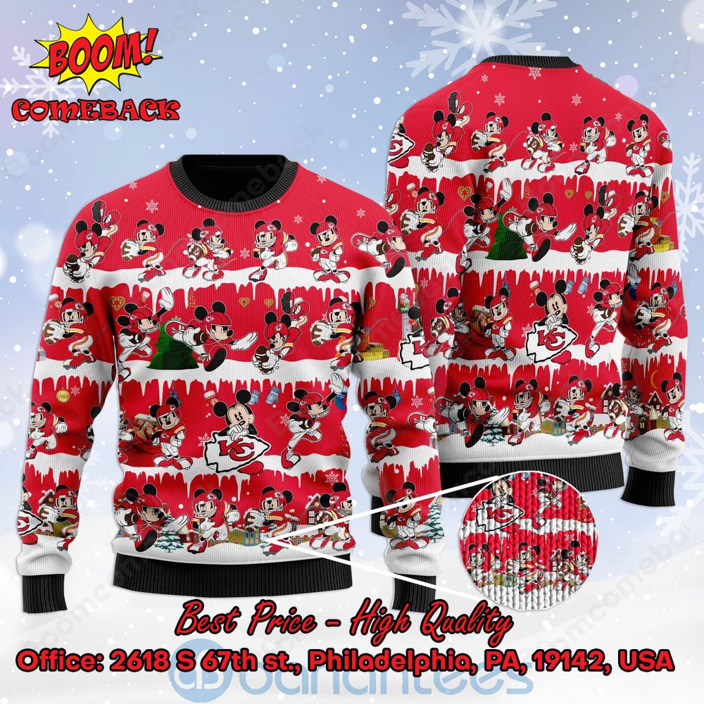 Kansas City Chiefs Mickey Mouse Postures Style 2 Ugly Christmas Sweater