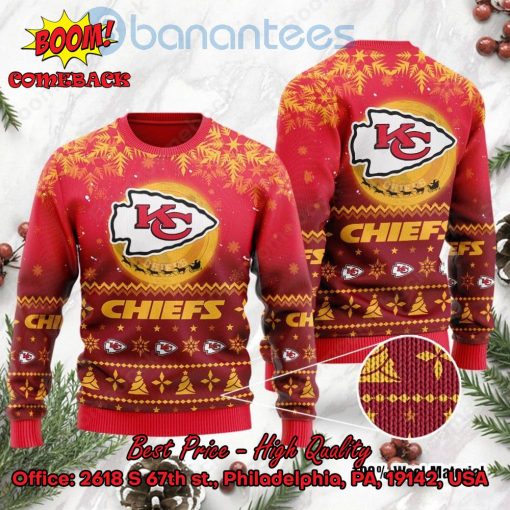 Kansas City Chiefs Santa Claus In The Moon Ugly Christmas Sweater