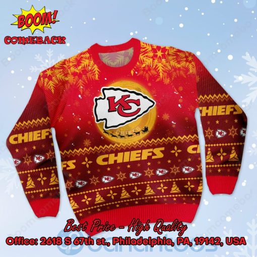 Kansas City Chiefs Santa Claus In The Moon Ugly Christmas Sweater