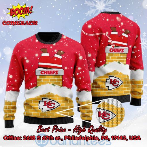 Kansas City Chiefs Santa Claus On Chimney Personalized Name Ugly Christmas Sweater