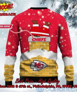 kansas city chiefs santa claus on chimney personalized name ugly christmas sweater 3 mV89y