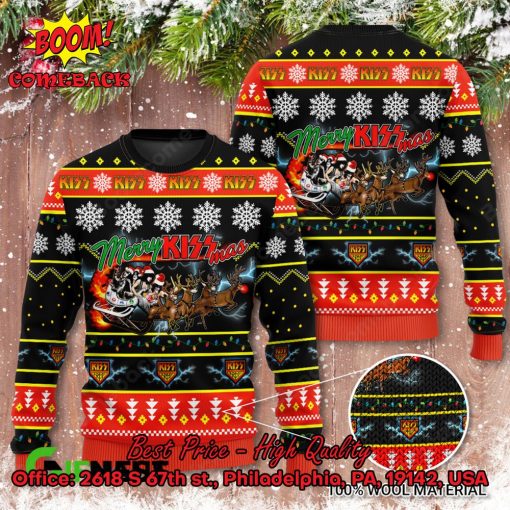 Kiss Rock Band On Sleigh Merry Kissmas Style 1 Ugly Sweater