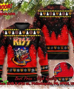 Kiss Rock Band On Sleigh Merry Kissmas Style 2 Ugly Sweater