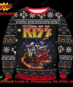 Kiss Rock Band On Sleigh Merry Kissmas Style 3 Ugly Sweater