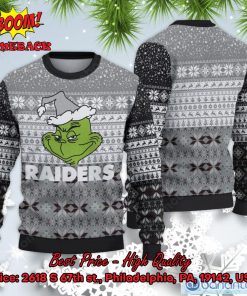 Las Vegas Raiders Grinch Santa Hat Christmas Sweater