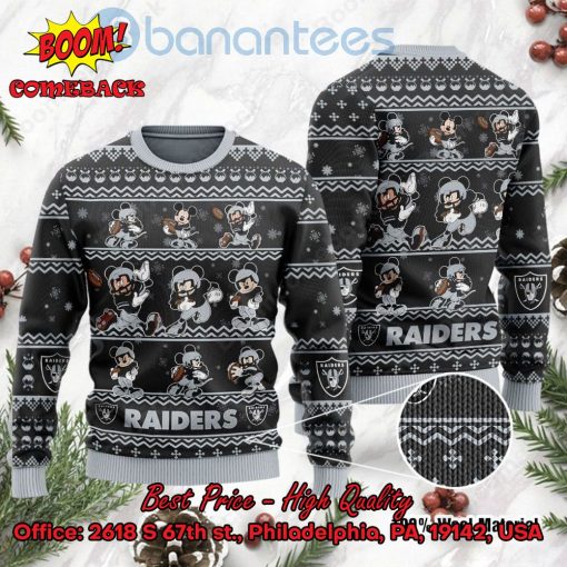 Las Vegas Raiders Mickey Mouse Postures Style 1 Ugly Christmas Sweater