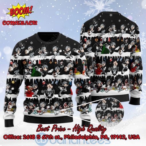 Las Vegas Raiders Mickey Mouse Postures Style 2 Ugly Christmas Sweater