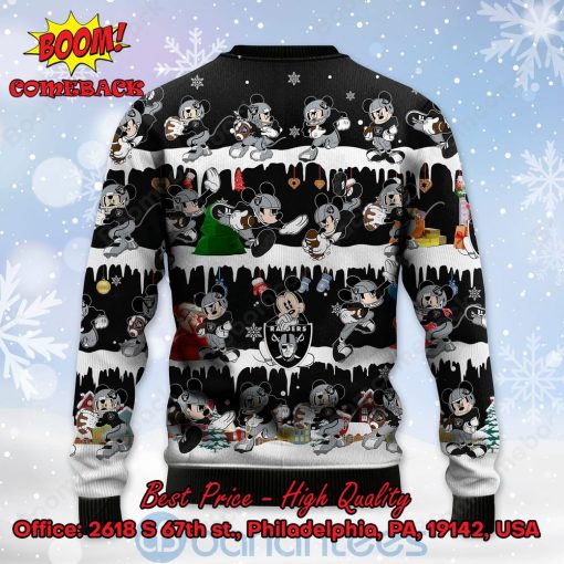 Las Vegas Raiders Mickey Mouse Postures Style 2 Ugly Christmas Sweater