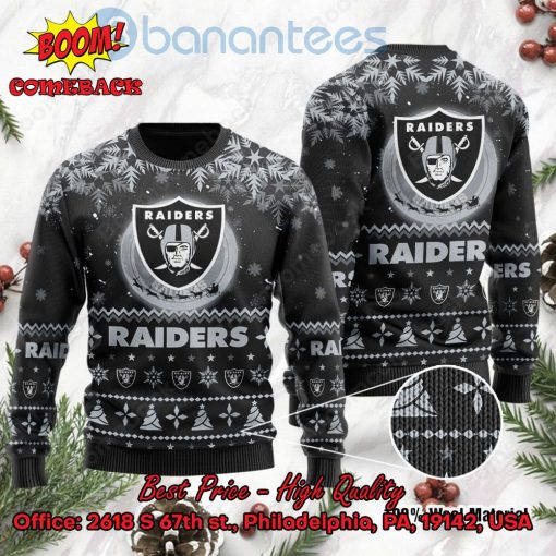 Las Vegas Raiders Santa Claus In The Moon Ugly Christmas Sweater