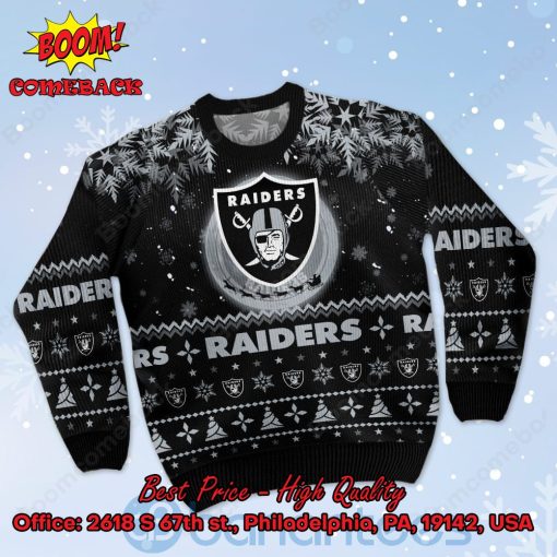 Las Vegas Raiders Santa Claus In The Moon Ugly Christmas Sweater