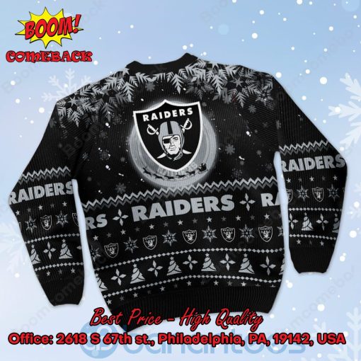 Las Vegas Raiders Santa Claus In The Moon Ugly Christmas Sweater