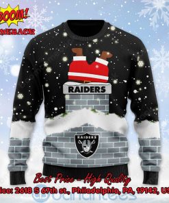 las vegas raiders santa claus on chimney personalized name ugly christmas sweater 2 Baw9v