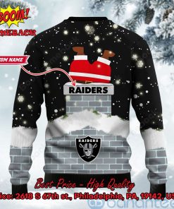 las vegas raiders santa claus on chimney personalized name ugly christmas sweater 3 VaP7F