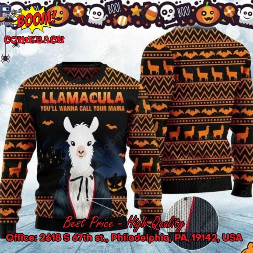 Llamacula You’ll Wanna Call Me Your Mama Halloween Ugly Christmas Sweater