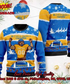 Los Angeles Chargers All I Need For Christmas Is Chargers Custom Name Number Ugly Christmas Sweater