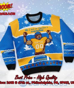 los angeles chargers all i need for christmas is chargers custom name number ugly christmas sweater 2 cdjqj