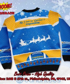 los angeles chargers all i need for christmas is chargers custom name number ugly christmas sweater 3 ctcEb