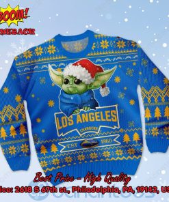 los angeles chargers baby yoda santa hat ugly christmas sweater 2 p5FMW
