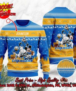 Los Angeles Chargers Disney Characters Personalized Name Ugly Christmas Sweater