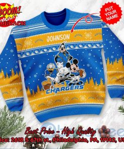 los angeles chargers disney characters personalized name ugly christmas sweater 2 tNXqz