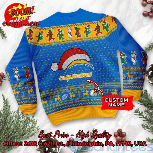 Los Angeles Chargers Grateful Dead Santa Hat Ugly Christmas Sweater