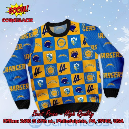 Los Angeles Chargers Logos Ugly Christmas Sweater