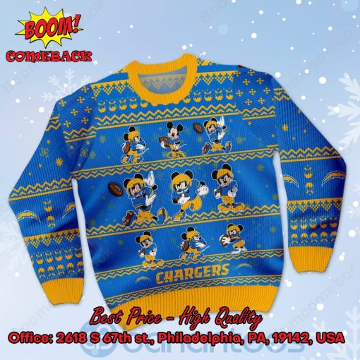 Los Angeles Chargers Mickey Mouse Postures Style 1 Ugly Christmas Sweater