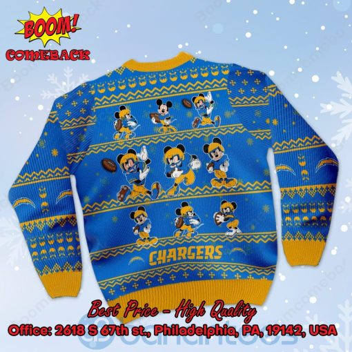 Los Angeles Chargers Mickey Mouse Postures Style 1 Ugly Christmas Sweater