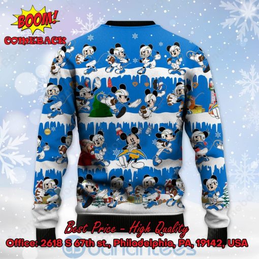 Los Angeles Chargers Mickey Mouse Postures Style 2 Ugly Christmas Sweater