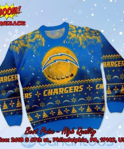 los angeles chargers santa claus in the moon ugly christmas sweater 2 EGPzF