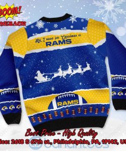 los angeles rams all i need for christmas is rams custom name number ugly christmas sweater 3 QKW9G