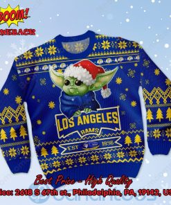 Los Angeles Rams Baby Yoda Santa Hat Ugly Christmas Sweater
